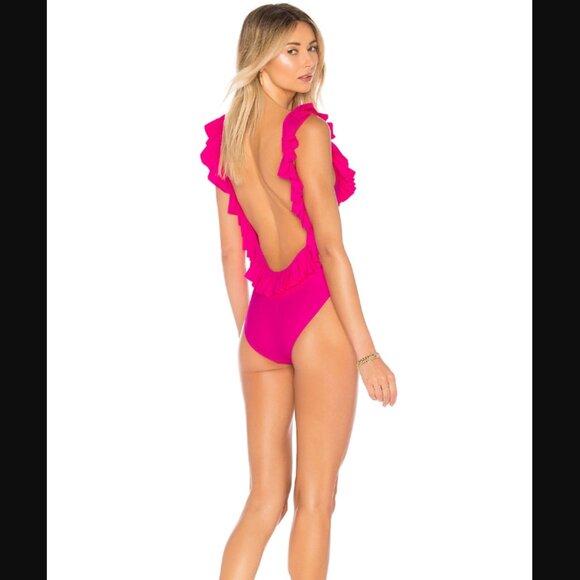 Lovers + Friends Pink Ruffle One Piece Swimsuit - Picture 4 of 9